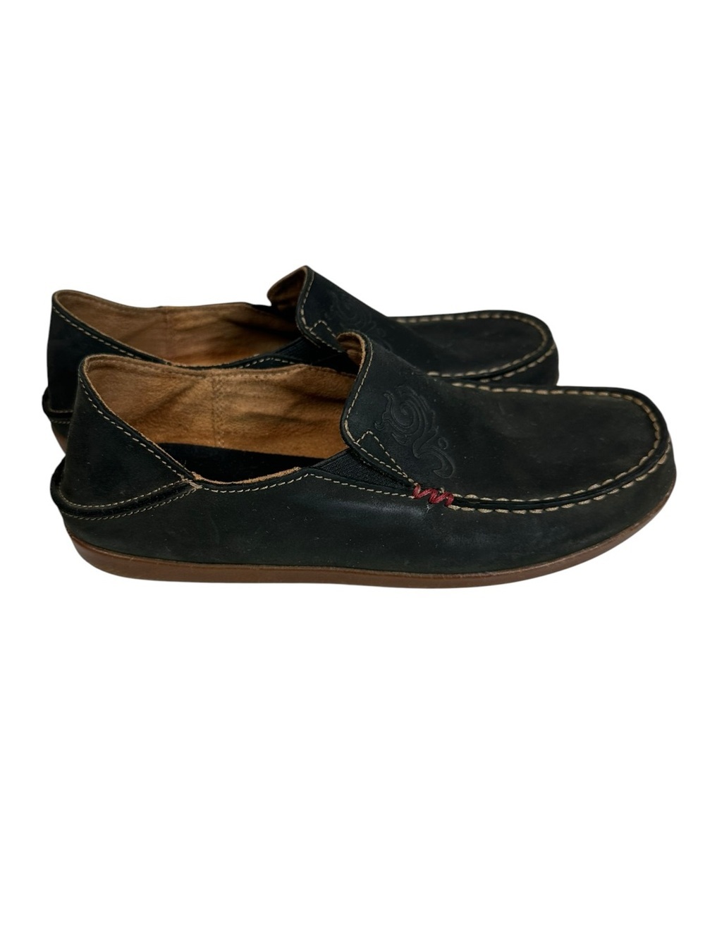 OLUKAI Women's 6.5 Nohea Nubuck  Slate Blue Grey Slip on Comfort Shoes